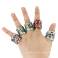 Mix Size Millefiori Silver Foil Lampwork Glass Rings 12pcs/box, MC1011